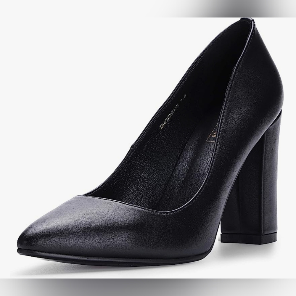 IDIFU Women's IN4 Chunky-HI Block High Heels Closed Pointed Toe Pumps
